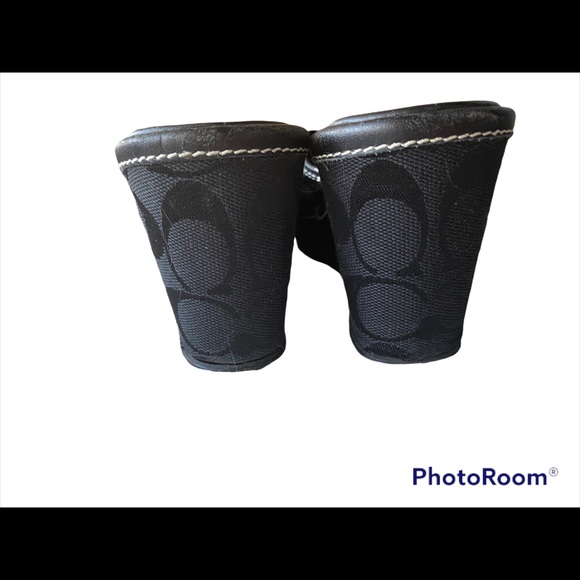 Coach “Connie” black/black fabric platform monogram sandals size: 6 - Picture 4 of 6